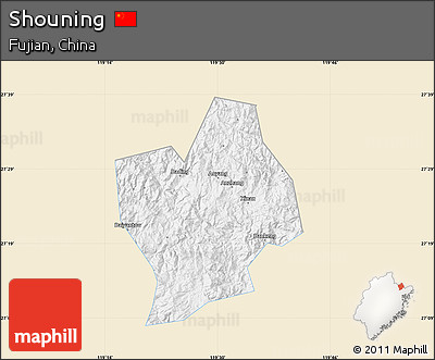 Classic Style Map of Shouning, single color outside