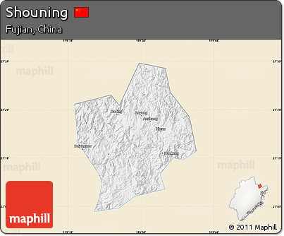 Classic Style Map of Shouning, single color outside