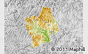 Physical Map of Shouning, lighten, desaturated