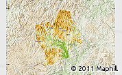 Physical Map of Shouning, lighten