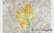 Physical Map of Shouning, lighten, semi-desaturated