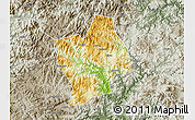 Physical Map of Shouning, semi-desaturated