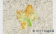 Physical Map of Shouning, shaded relief outside