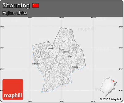Silver Style Map of Shouning, single color outside