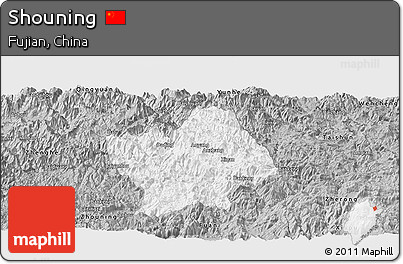 Gray Panoramic Map of Shouning