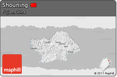 Gray Panoramic Map of Shouning, single color outside