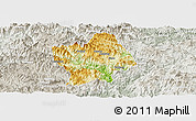 Physical Panoramic Map of Shouning, lighten, semi-desaturated
