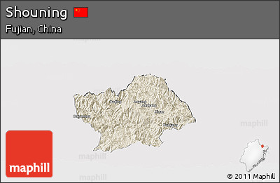 Shaded Relief Panoramic Map of Shouning, cropped outside