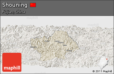 Shaded Relief Panoramic Map of Shouning, lighten