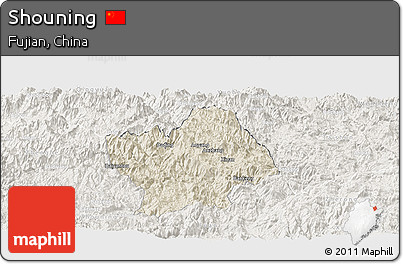 Shaded Relief Panoramic Map of Shouning, lighten