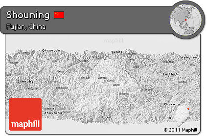 Silver Style Panoramic Map of Shouning