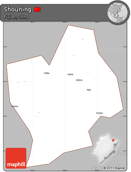 Gray Simple Map of Shouning, cropped outside