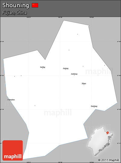Gray Simple Map of Shouning, single color outside
