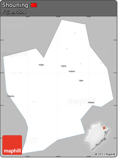 Gray Simple Map of Shouning, single color outside
