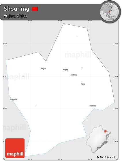 Silver Style Simple Map of Shouning, single color outside