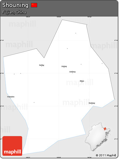 Silver Style Simple Map of Shouning, single color outside
