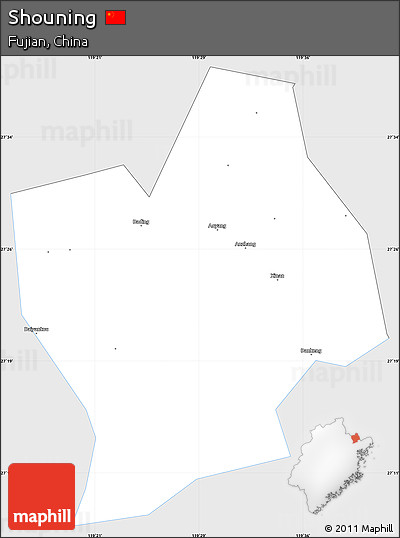 Silver Style Simple Map of Shouning, single color outside