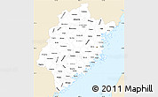 Classic Style Simple Map of Fujian, single color outside