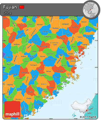 Political Simple Map of Fujian