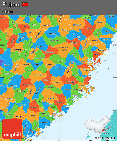 Political Simple Map of Fujian