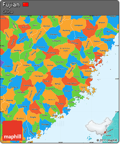 Political Simple Map of Fujian