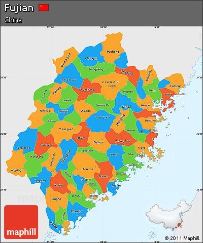 Political Simple Map of Fujian, single color outside