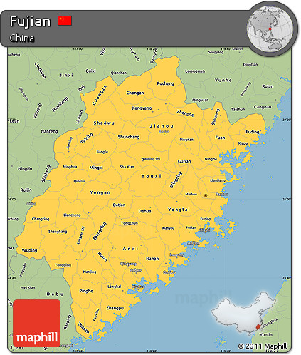 Savanna Style Simple Map of Fujian