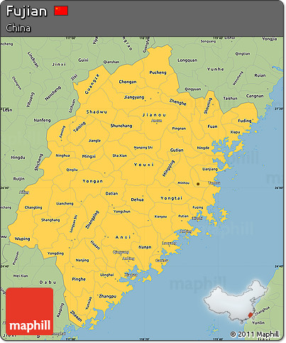 Savanna Style Simple Map of Fujian