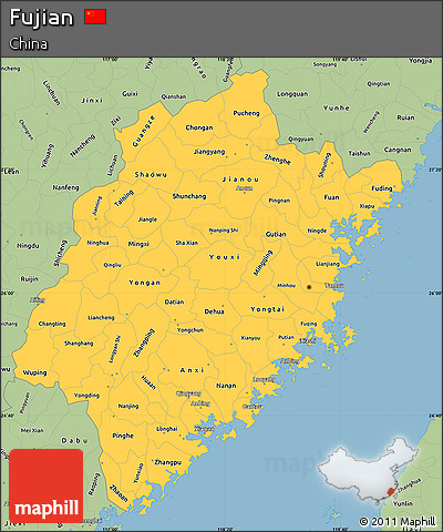 Savanna Style Simple Map of Fujian