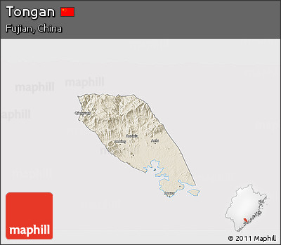 Shaded Relief 3D Map of Tongan, cropped outside
