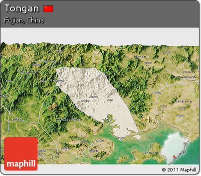 Shaded Relief 3D Map of Tongan, satellite outside
