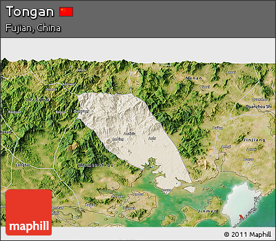 Shaded Relief 3D Map of Tongan, satellite outside