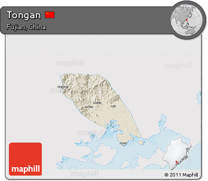 Shaded Relief 3D Map of Tongan, single color outside