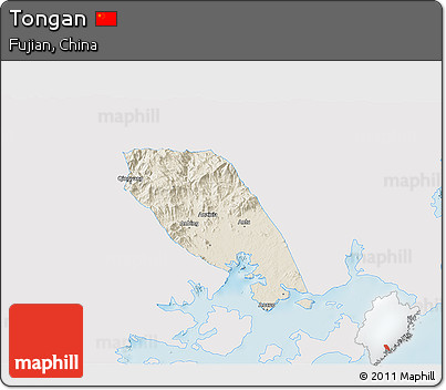 Shaded Relief 3D Map of Tongan, single color outside