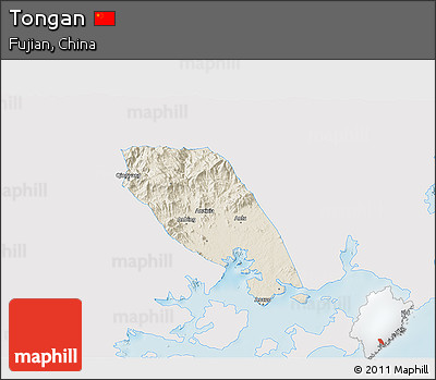 Shaded Relief 3D Map of Tongan, single color outside