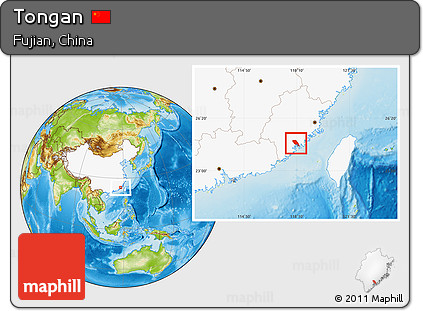 Physical Location Map of Tongan, highlighted country