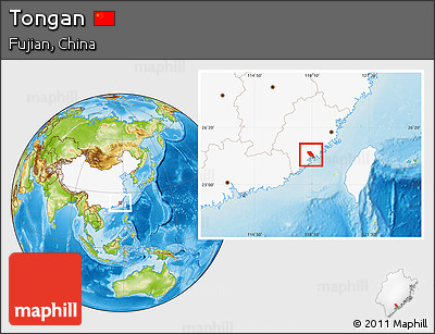 Physical Location Map of Tongan, highlighted country