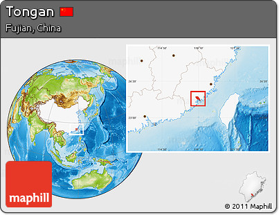 Physical Location Map of Tongan, highlighted country