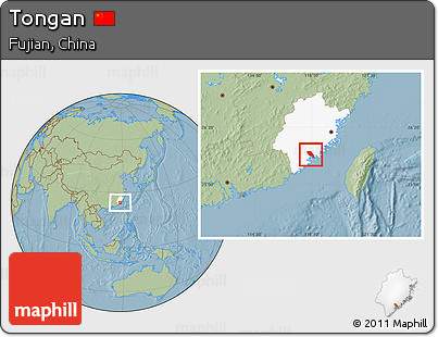 Savanna Style Location Map of Tongan, highlighted parent region, hill shading