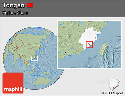 Savanna Style Location Map of Tongan, highlighted parent region, hill shading