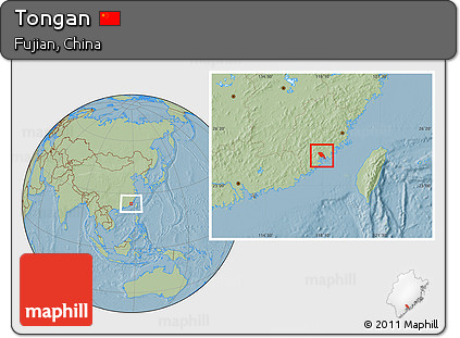 Savanna Style Location Map of Tongan, hill shading
