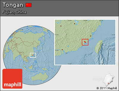 Savanna Style Location Map of Tongan, hill shading