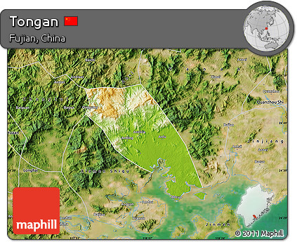 Physical Map of Tongan, satellite outside