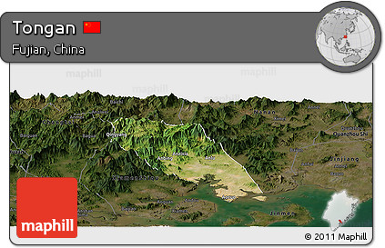 Satellite Panoramic Map of Tongan, darken