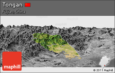 Satellite Panoramic Map of Tongan, desaturated
