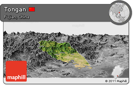 Satellite Panoramic Map of Tongan, desaturated