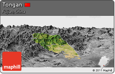 Satellite Panoramic Map of Tongan, desaturated