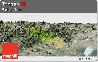 Satellite Panoramic Map of Tongan, semi-desaturated