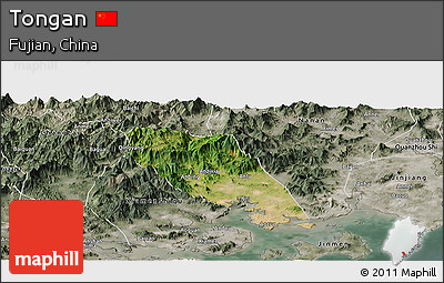 Satellite Panoramic Map of Tongan, semi-desaturated