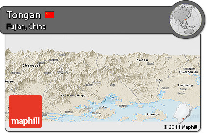 Shaded Relief Panoramic Map of Tongan